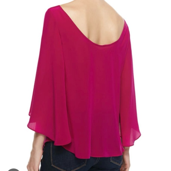 Milly Butterfly-Sleeve Silk Top in Raspberry Size 4 - Picture 2 of 8